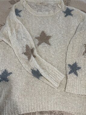 Altered State muted Cream Star-Print Knit Sweater B 2x